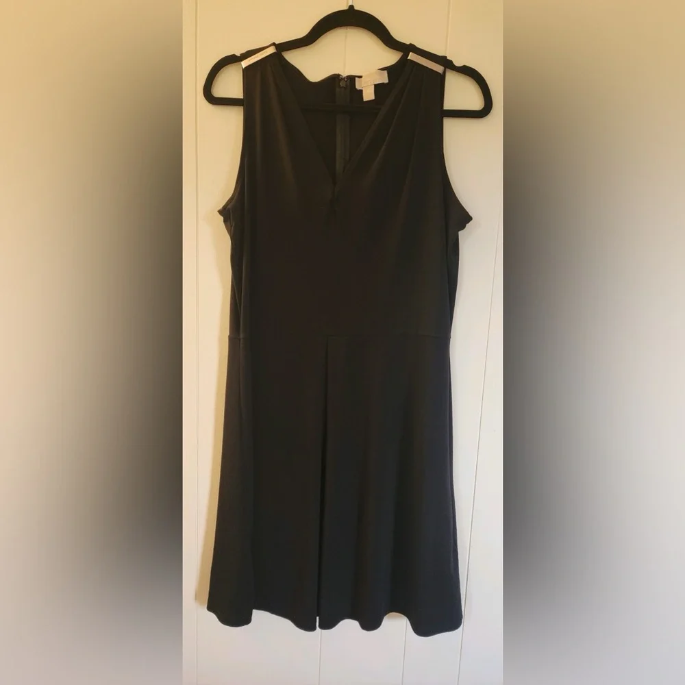MK Black Sleeveless DRESS with Stretch and Metal Logo on Shoulder- size …